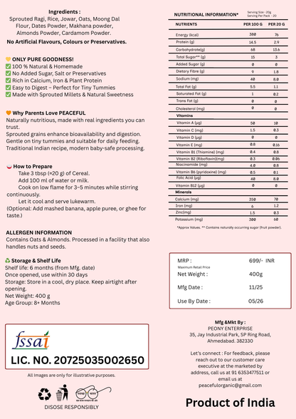 Sprouted Ragi, Oats & Almond Mix Cereal For Kids